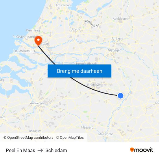 Peel En Maas to Schiedam map