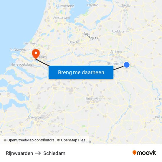 Rijnwaarden to Schiedam map