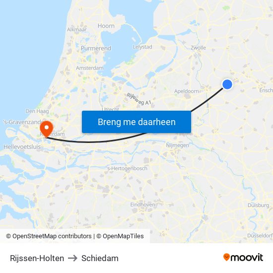 Rijssen-Holten to Schiedam map