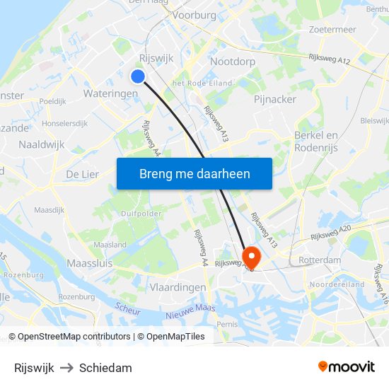 Rijswijk to Schiedam map