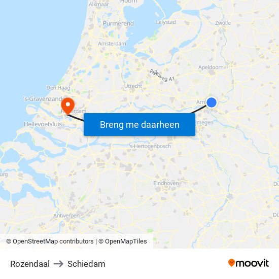 Rozendaal to Schiedam map