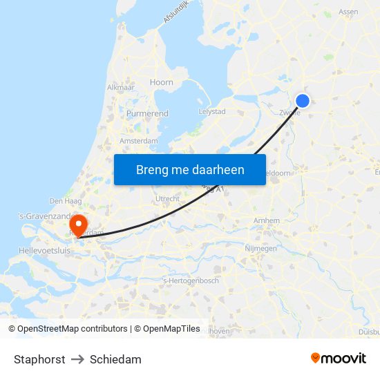 Staphorst to Schiedam map