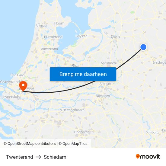 Twenterand to Schiedam map
