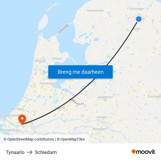 Tynaarlo to Schiedam map