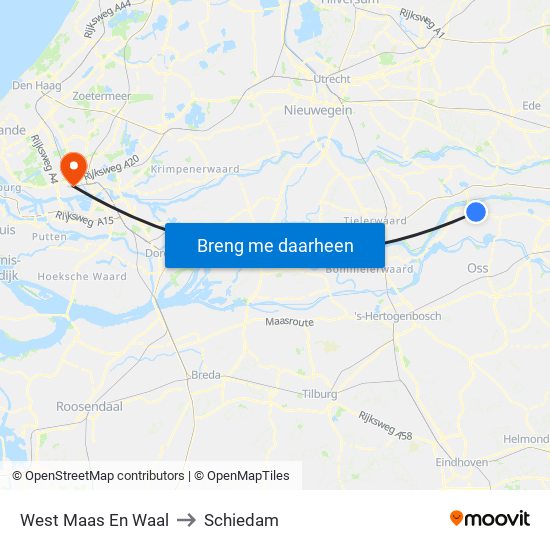 West Maas En Waal to Schiedam map