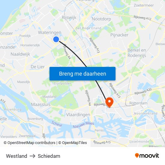 Westland to Schiedam map
