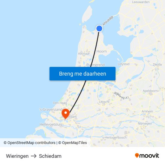 Wieringen to Schiedam map