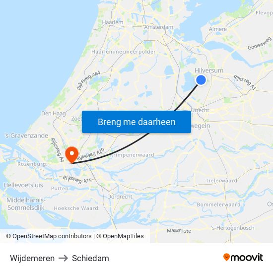 Wijdemeren to Schiedam map