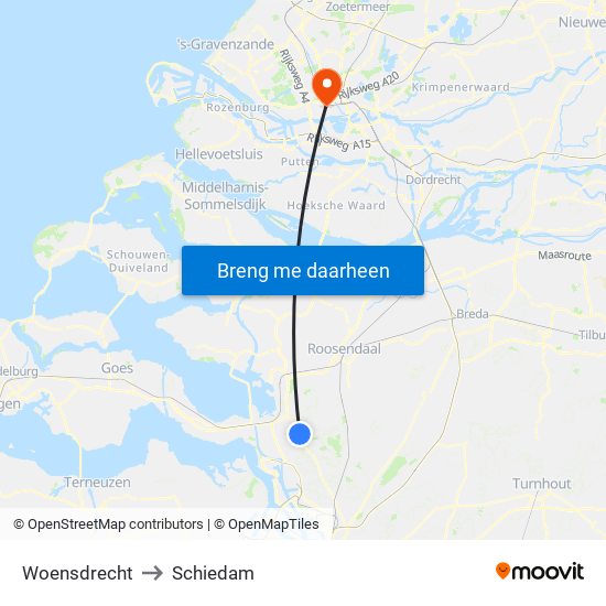 Woensdrecht to Schiedam map