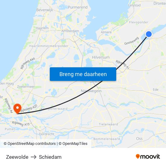 Zeewolde to Schiedam map