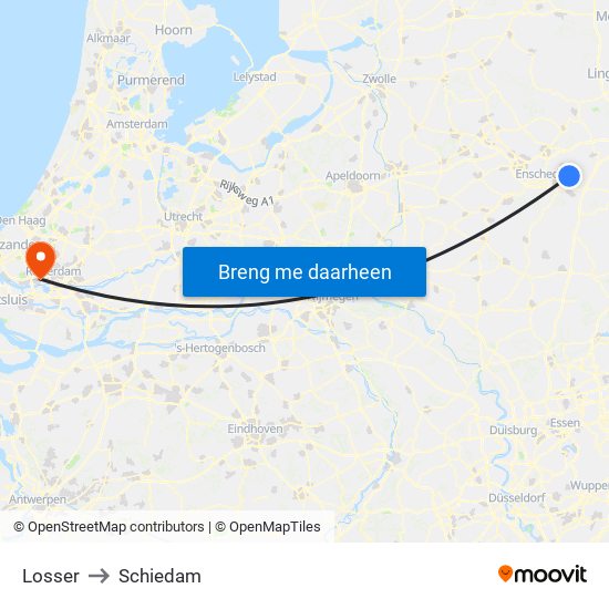 Losser to Schiedam map