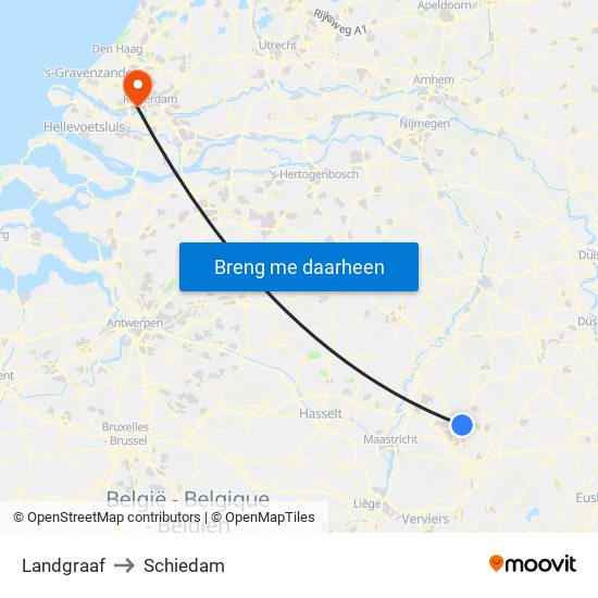 Landgraaf to Schiedam map