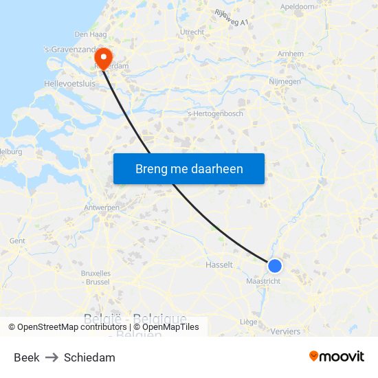 Beek to Schiedam map