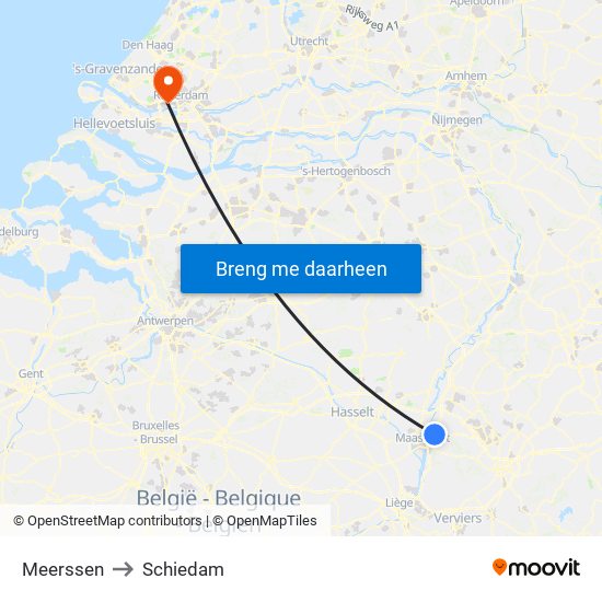 Meerssen to Schiedam map