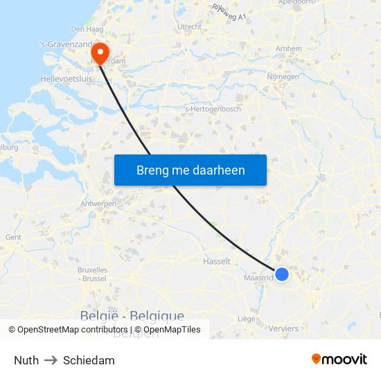Nuth to Schiedam map