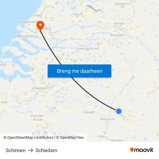 Schinnen to Schiedam map