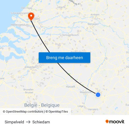 Simpelveld to Schiedam map