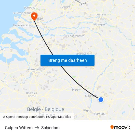 Gulpen-Wittem to Schiedam map