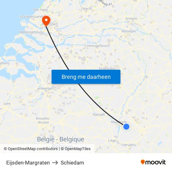 Eijsden-Margraten to Schiedam map