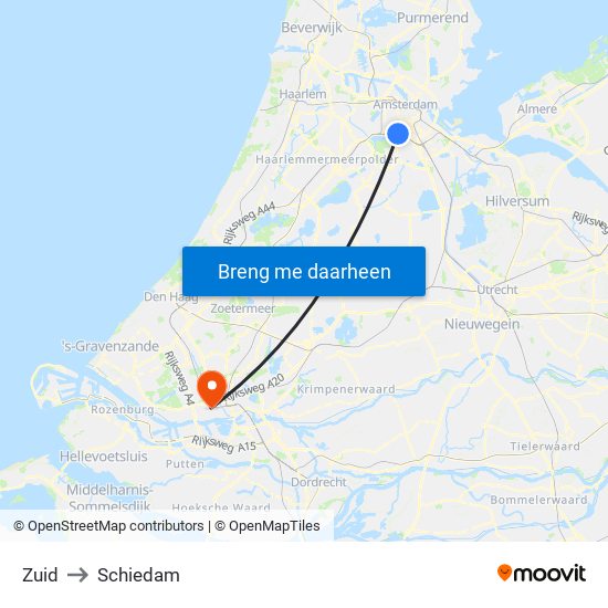 Zuid to Schiedam map