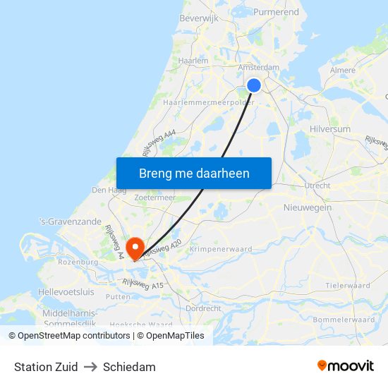 Station Zuid to Schiedam map