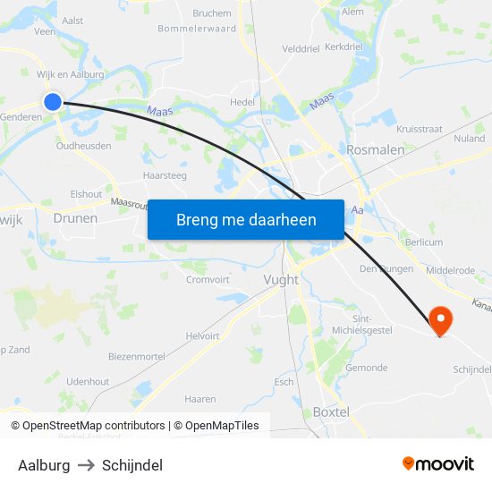 Aalburg to Schijndel map
