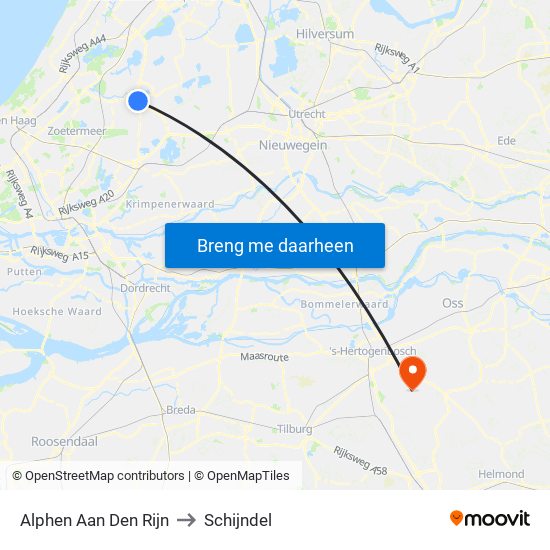 Alphen Aan Den Rijn to Schijndel map