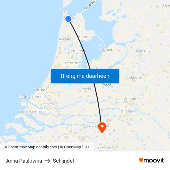 Anna Paulowna to Schijndel map