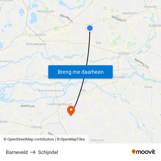 Barneveld to Schijndel map