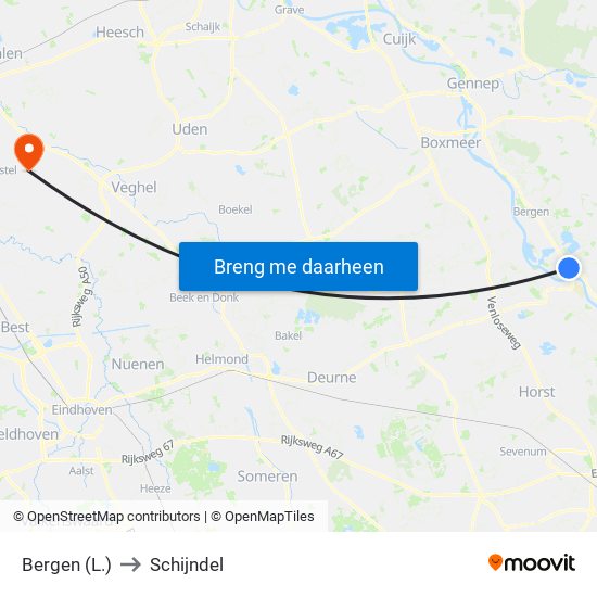 Bergen (L.) to Schijndel map