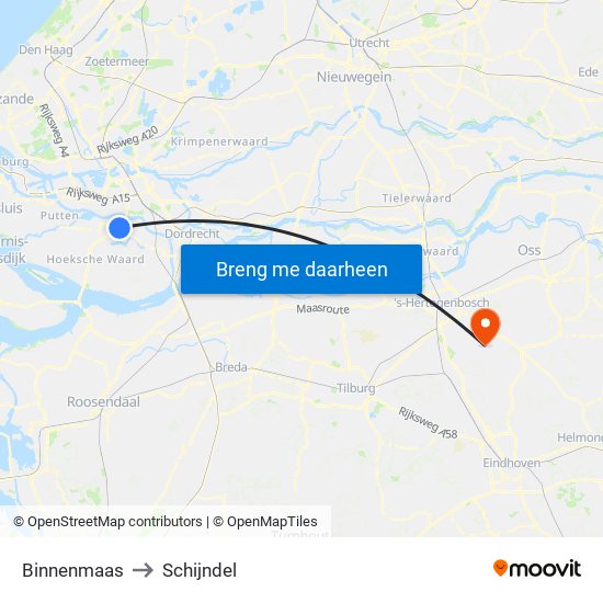 Binnenmaas to Schijndel map