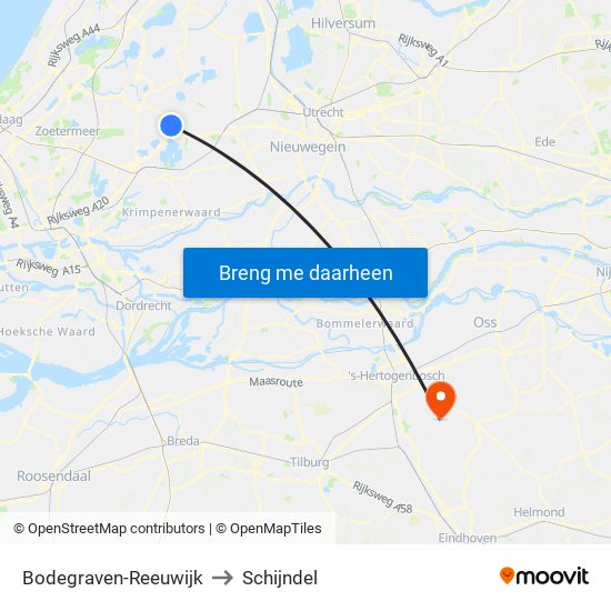 Bodegraven-Reeuwijk to Schijndel map