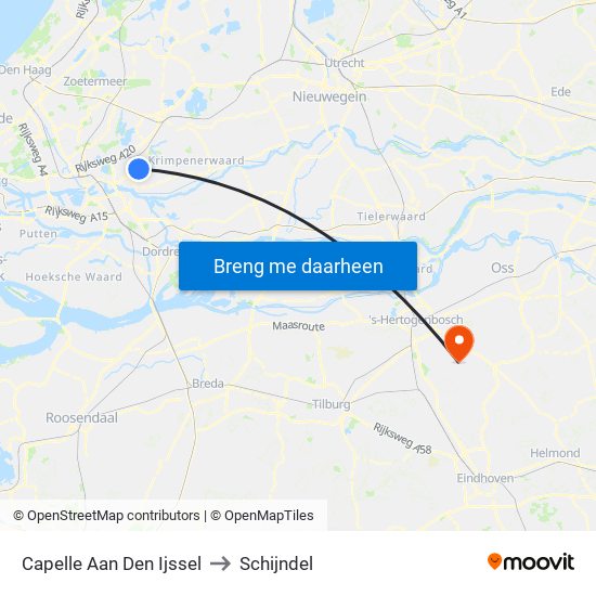 Capelle Aan Den Ijssel to Schijndel map