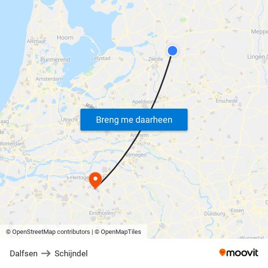 Dalfsen to Schijndel map