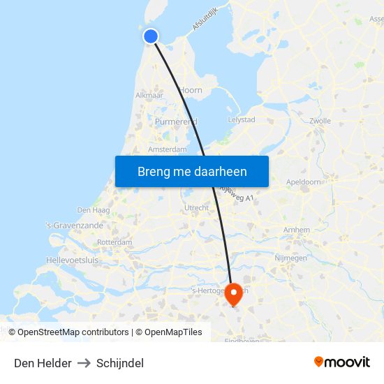 Den Helder to Schijndel map