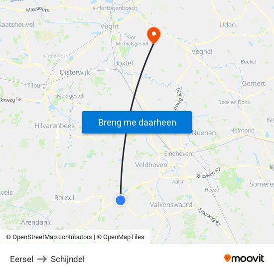 Eersel to Schijndel map