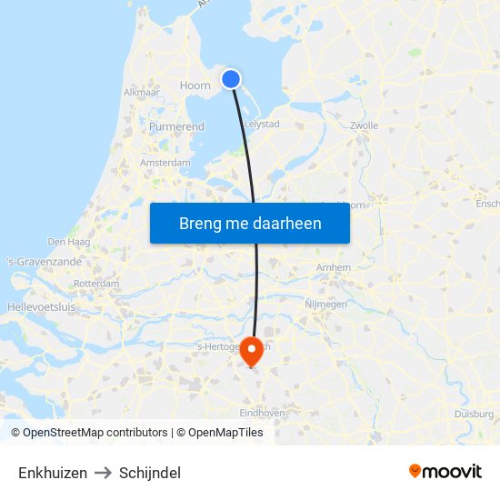 Enkhuizen to Schijndel map