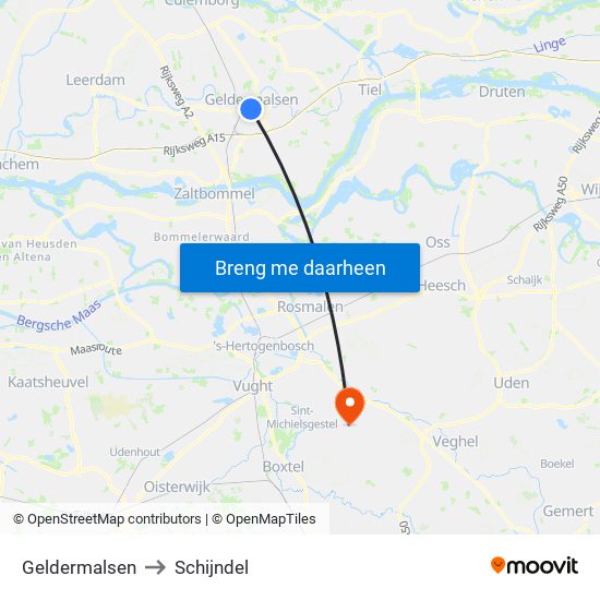 Geldermalsen to Schijndel map