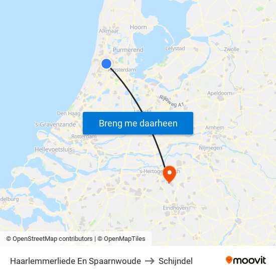 Haarlemmerliede En Spaarnwoude to Schijndel map