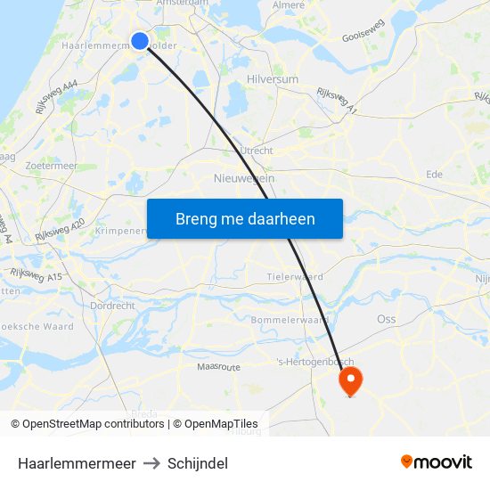 Haarlemmermeer to Schijndel map