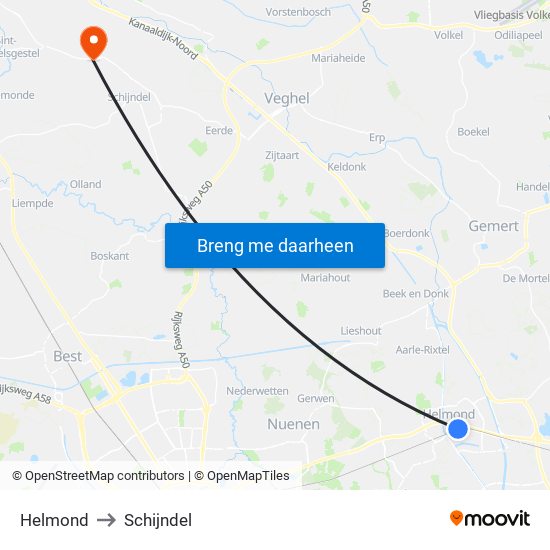 Helmond to Schijndel map