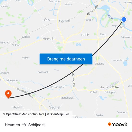 Heumen to Schijndel map