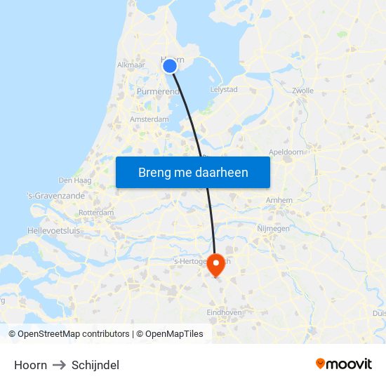 Hoorn to Schijndel map