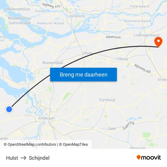 Hulst to Schijndel map