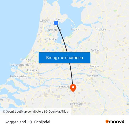 Koggenland to Schijndel map