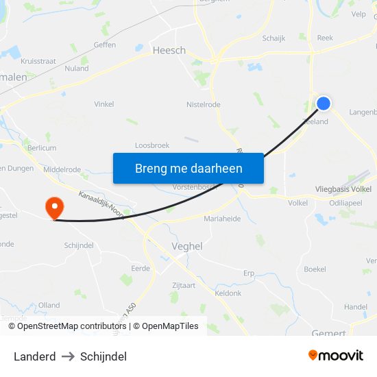 Landerd to Schijndel map