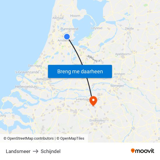 Landsmeer to Schijndel map
