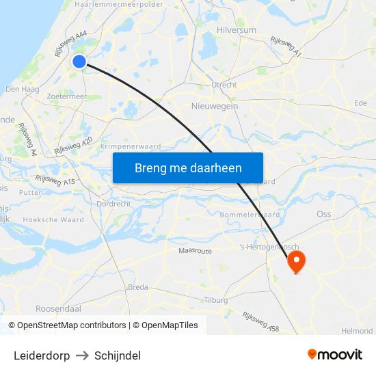Leiderdorp to Schijndel map