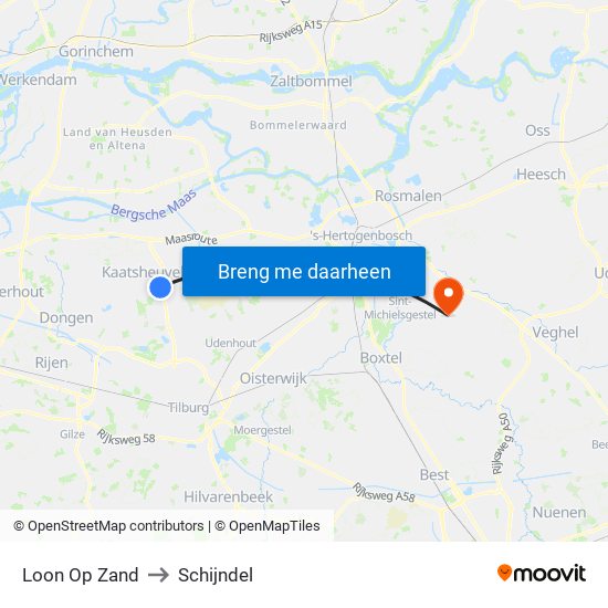 Loon Op Zand to Schijndel map