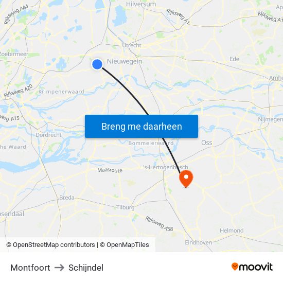 Montfoort to Schijndel map